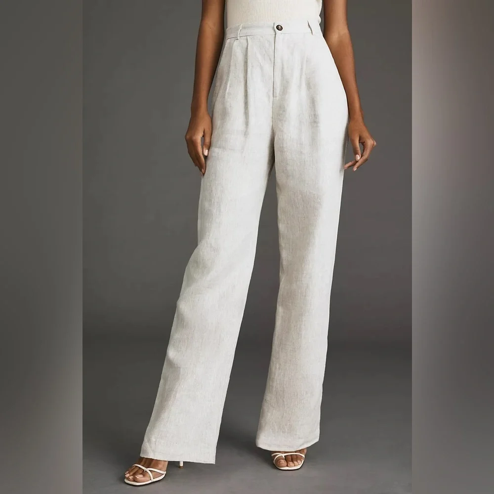 Reformation Light Beige Linen Pants
